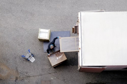 Office relocation items prepared for transport in West Hampstead