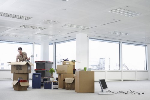 Charity donation boxes and reusable furniture from a move